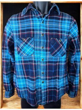 54 Vintage Womens Havana Blue Plaid Shirt Small